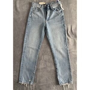 DL1951 Light Wash‎ High Rise Mom Women's Jeans Raw Hem Cropped Denim 29